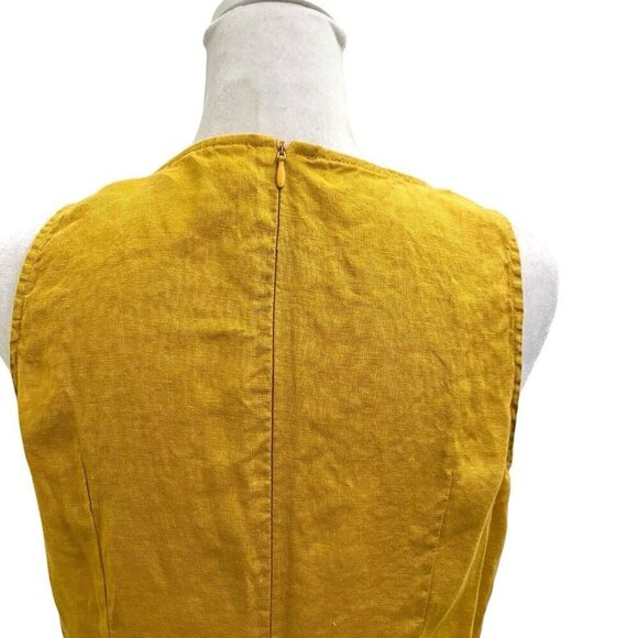 GRAE COVE 100% Linen Wide-Leg Cropped Jumpsuit Mustard Yellow size Small - Picture 3 of 10